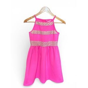Lilly Pulitzer Girls Elize Dress Raz Berry Pink Gold Trim XL 12-14 NWT